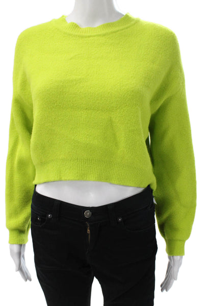 Zara Women Pullover Sweater Green Wool Blend Crew Neck Long Sleeve Size S