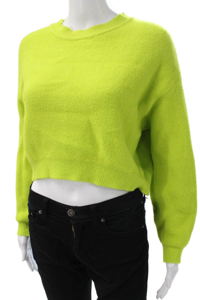 Zara Women Pullover Sweater Green Wool Blend Crew Neck Long Sleeve Size S