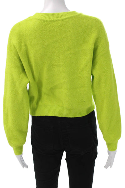 Zara Women Pullover Sweater Green Wool Blend Crew Neck Long Sleeve Size S
