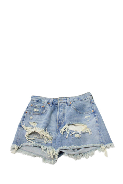 Levi Strauss & Co Women Cut-Off Denim Shorts Blue Button Size 26