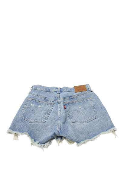 Levi Strauss & Co Women Cut-Off Denim Shorts Blue Button Size 26