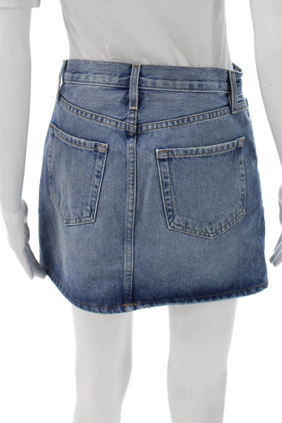 Frame Denim Womens Mini Denim Skirt Blue Button Size 26