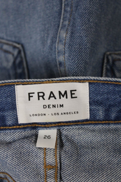 Frame Denim Womens Mini Denim Skirt Blue Button Size 26