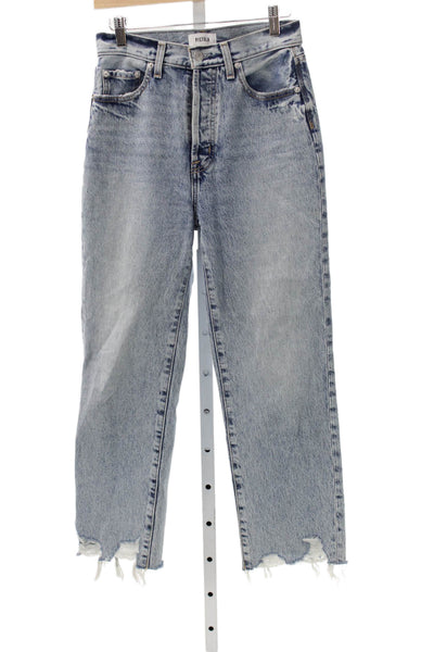 Pistola Womens Straight Jeans Blue High Rise Cotton Button Size 25