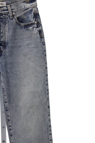 Pistola Womens Straight Jeans Blue High Rise Cotton Button Size 25