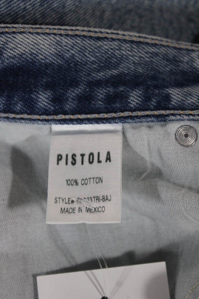 Pistola Womens Straight Jeans Blue High Rise Cotton Button Size 25