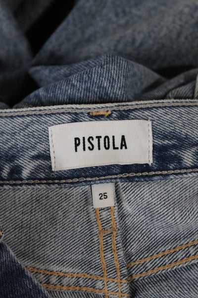 Pistola Womens Straight Jeans Blue High Rise Cotton Button Size 25