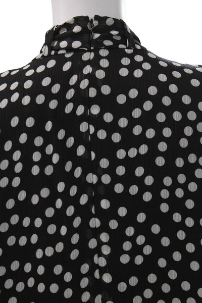 Calvin Klein Womens Shift Dress Black Polka Dot High Neck Sleeveless Zip Size 10