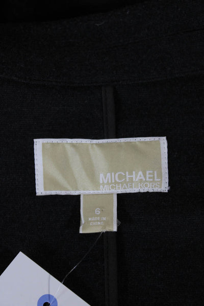 Michael Michael Kors Women Knit Gray Basic Jacket Button Long Sleeve Size 6