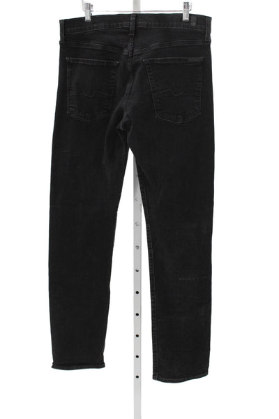 7 For All Mankind Mens Straight Black Jeans Low Rise Inseam 32 Size 33