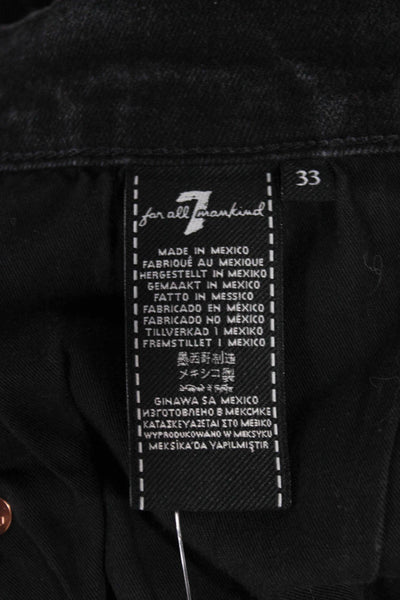 7 For All Mankind Mens Straight Black Jeans Low Rise Inseam 32 Size 33