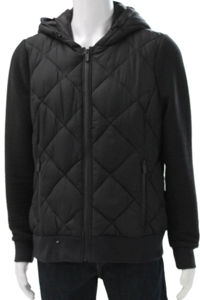 Marc New York Mens Basic Jacket Black Argyle Polyester Zip Long Sleeve Size XL
