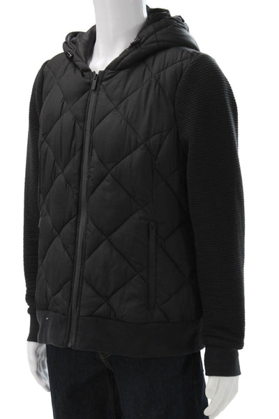 Marc New York Mens Basic Jacket Black Argyle Polyester Zip Long Sleeve Size XL