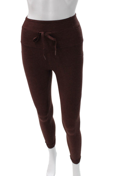 Beyond Yoga Women Ankle Leggings Brown Nylon Drawstring Size XS