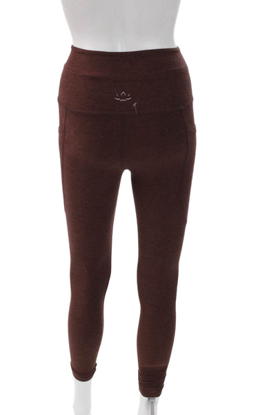 Beyond Yoga Women Ankle Leggings Brown Nylon Drawstring Size XS