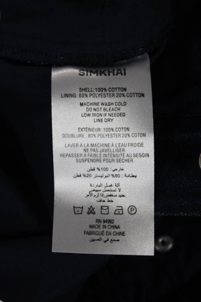 Simkhai Womens Mini Floral Cotton Skirt Button Closure Blue Size 24