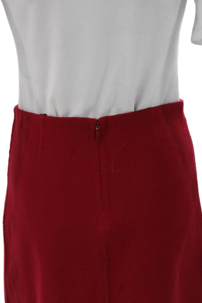 Theory Women Straight Pencil Mini Skirt Red Virgin Wool Zip Size 4
