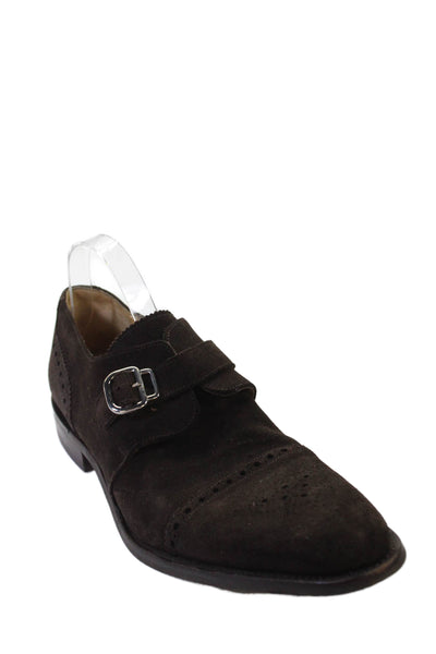 Cole Haan Mens Suede Buckle Closure Dress Shoes Dark Brown Size 10