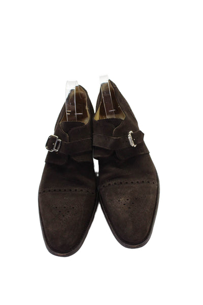 Cole Haan Mens Suede Buckle Closure Dress Shoes Dark Brown Size 10