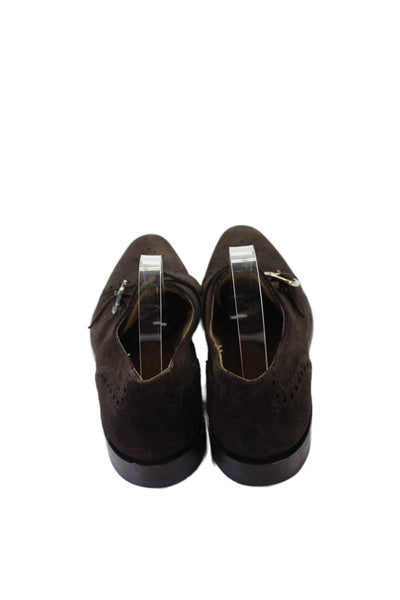 Cole Haan Mens Suede Buckle Closure Dress Shoes Dark Brown Size 10