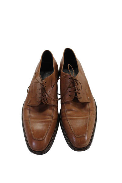 Boss Hugo Boss Mens Leather Lace Up Oxford Dress Shoes Brown Size 10