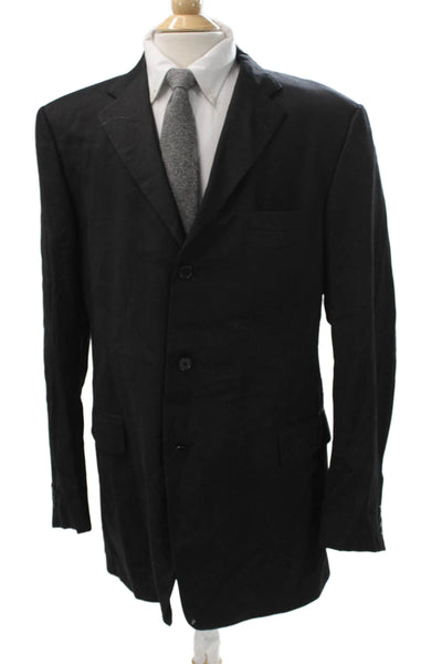 Donna Karan New York Mens Black Wool Jacket Button Solid Size 44