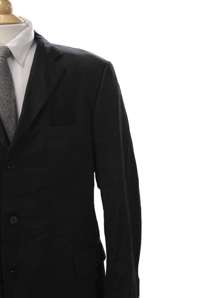Donna Karan New York Mens Black Wool Jacket Button Solid Size 44