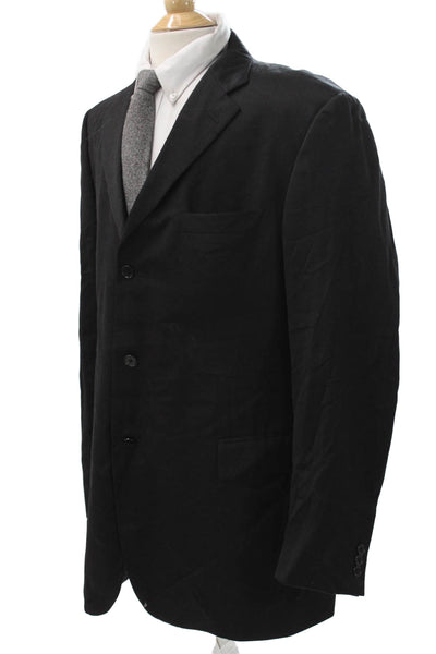 Donna Karan New York Mens Black Wool Jacket Button Solid Size 44