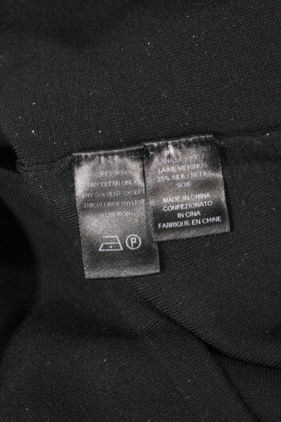 Narciso Rodriguez Womens Sheath Dress Black Wool Short Sleeve Size 44