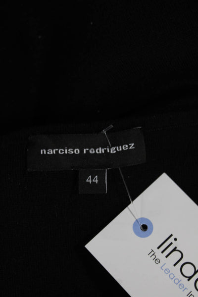 Narciso Rodriguez Womens Sheath Dress Black Wool Short Sleeve Size 44