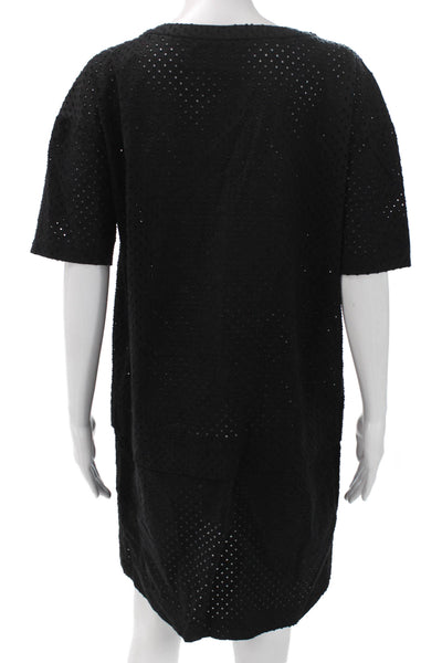 See by Chloe Women Black T-Shirt Dress Cotton Short Sleeve Round Neck Size 12
