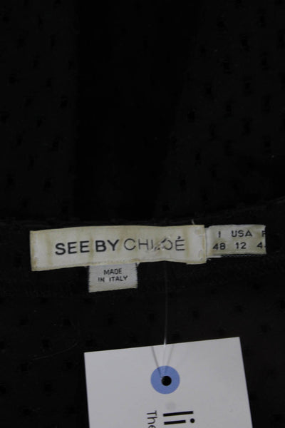 See by Chloe Women Black T-Shirt Dress Cotton Short Sleeve Round Neck Size 12
