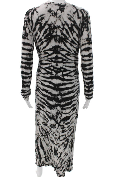 Raquel Allegra Women Maxi Dress Black Tie Dye Scoop Neck Long Sleeve Size 3