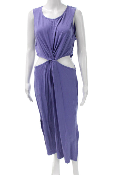 Beyond Yoga Women Purple Cotton Blend Maxi Dress Sleeveless Round Neck Size XL