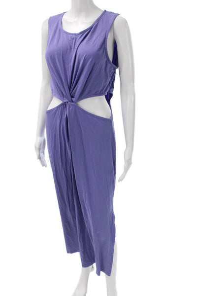 Beyond Yoga Women Purple Cotton Blend Maxi Dress Sleeveless Round Neck Size XL