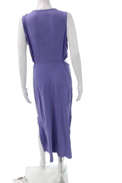 Beyond Yoga Women Purple Cotton Blend Maxi Dress Sleeveless Round Neck Size XL