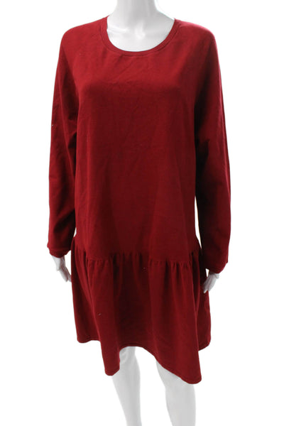 Max Mara Womens Trapeze Swing Dress Red Long Sleeve Short Polyester Size 2XL