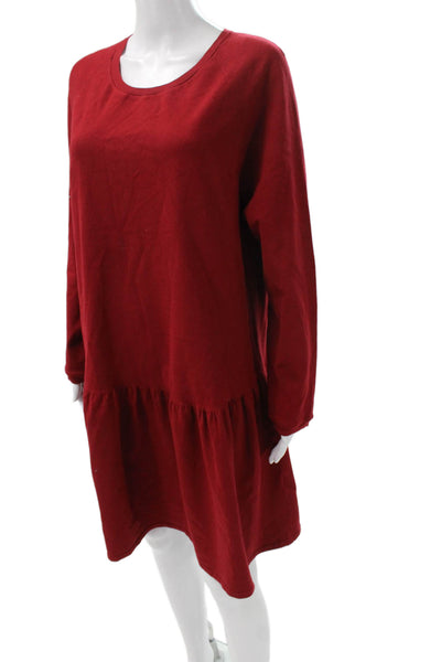 Max Mara Womens Trapeze Swing Dress Red Long Sleeve Short Polyester Size 2XL