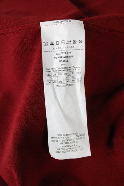 Max Mara Womens Trapeze Swing Dress Red Long Sleeve Short Polyester Size 2XL