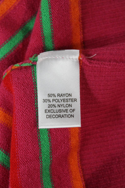 Kerri Rosenthal Women Sweater Multicolor Striped V-Neck Long-Sleeve Size S