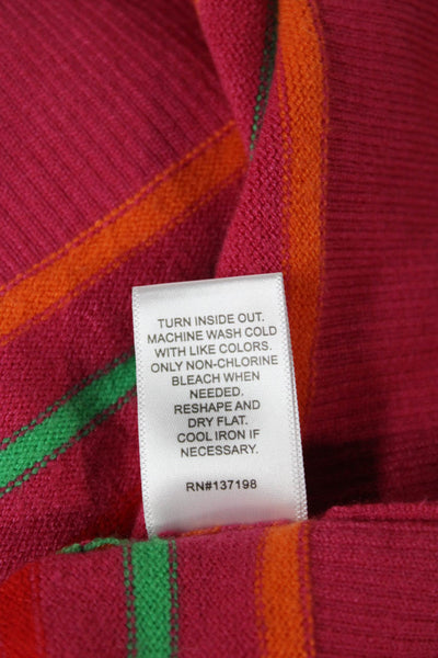 Kerri Rosenthal Women Sweater Multicolor Striped V-Neck Long-Sleeve Size S