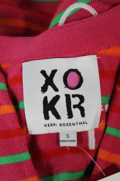 Kerri Rosenthal Women Sweater Multicolor Striped V-Neck Long-Sleeve Size S