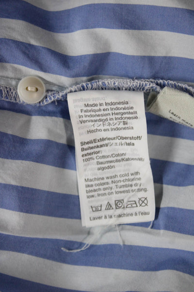 Madewell Womens Striped Cotton Collared Basic Long Sleeve Button-Up Blue Size M