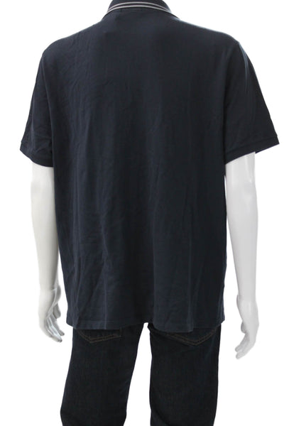 Theory Mens Short Sleeve Collared Knit Polo Shirt Navy Blue Cotton Size 2XL