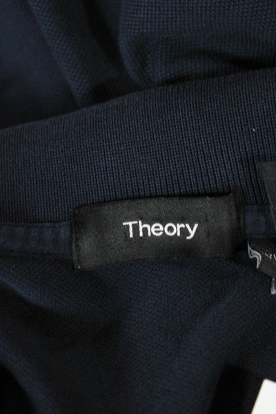 Theory Mens Short Sleeve Collared Knit Polo Shirt Navy Blue Cotton Size 2XL