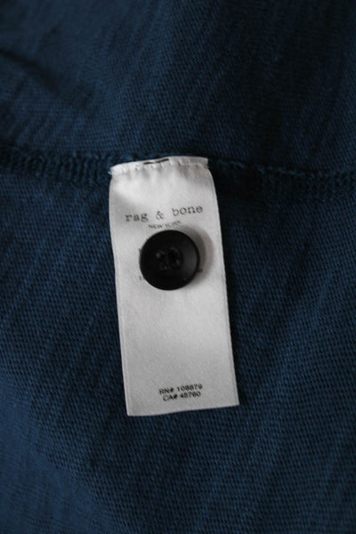 Rag & Bone Mens Blue Cotton Blend Henley Pullover Long Sleeve T Shirt Size L