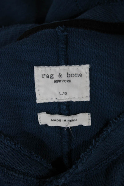 Rag & Bone Mens Blue Cotton Blend Henley Pullover Long Sleeve T Shirt Size L