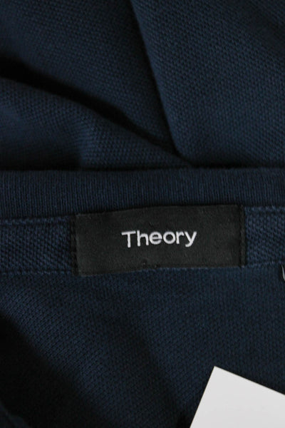 Theory Mens Short Sleeve Collared Knit Polo Shirt Navy Blue Size Extra Large