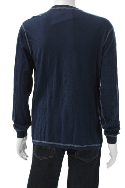 Cotton By Autumn Cashmere Mens Henley Long Sleeve T-Shirt Blue Size XL