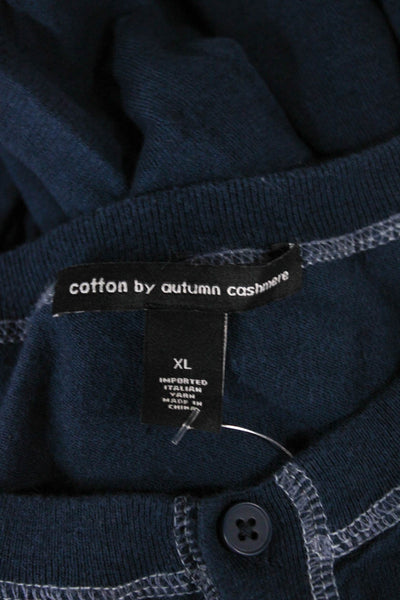 Cotton By Autumn Cashmere Mens Henley Long Sleeve T-Shirt Blue Size XL